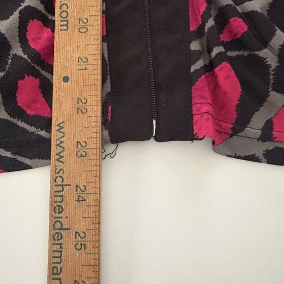 Joseph Ribkoff Top Womens 12 Pink Black Animal Print Zip Front Stretch Mobwife - Picture 12 of 16